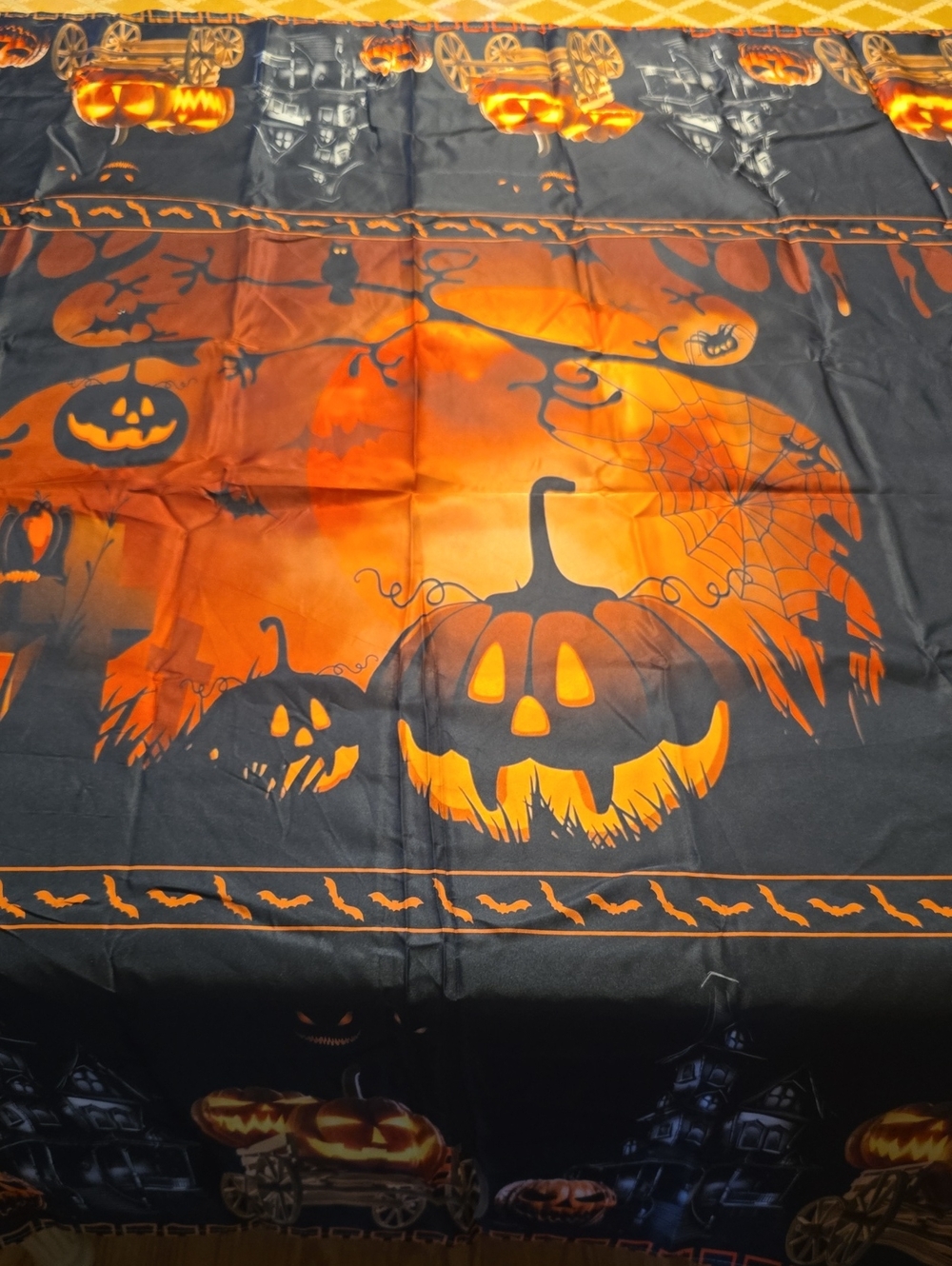 Halloween Pumpkin Tablecloth 70x55in, Wrinkle Resistant Spooky Vibe New